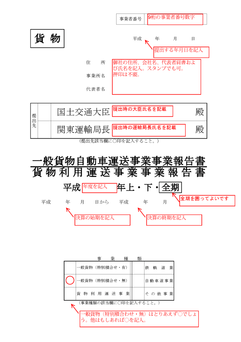 事業報告書の書き方 一般貨物自動車運送事業 トラサポで緑ナンバー取得