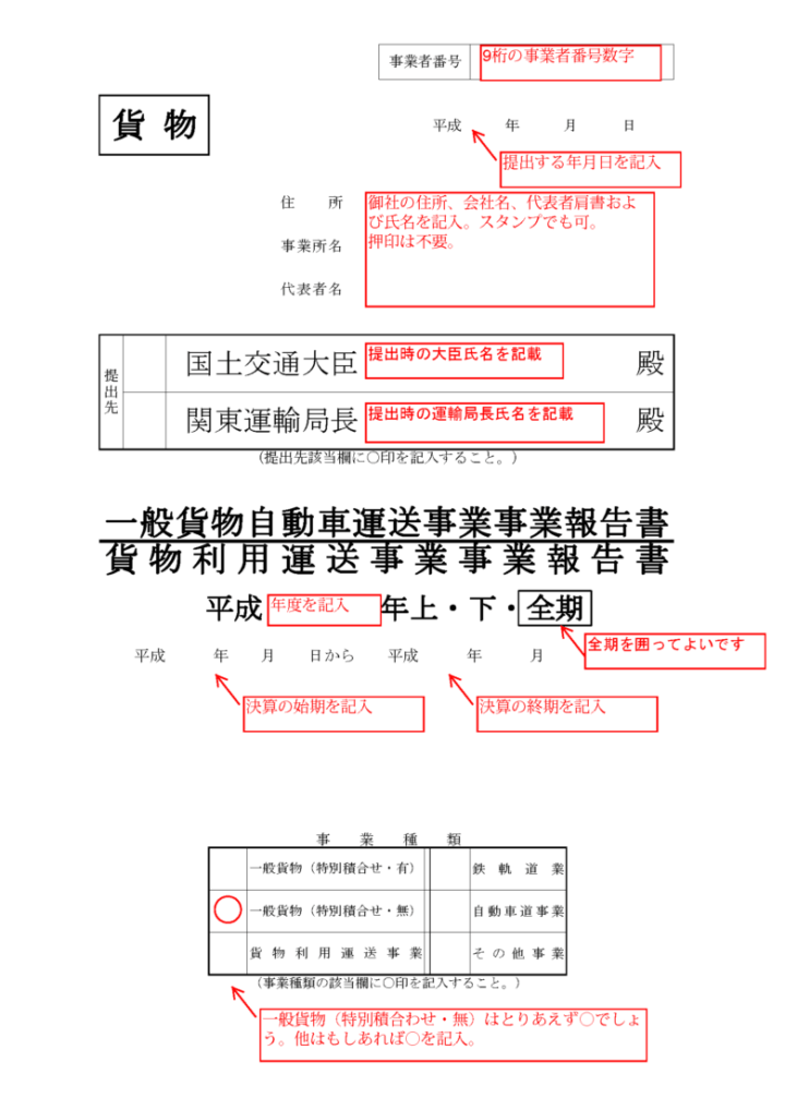 事業報告書の書き方(一般貨物自動車運送事業) - トラサポで緑ナンバー取得